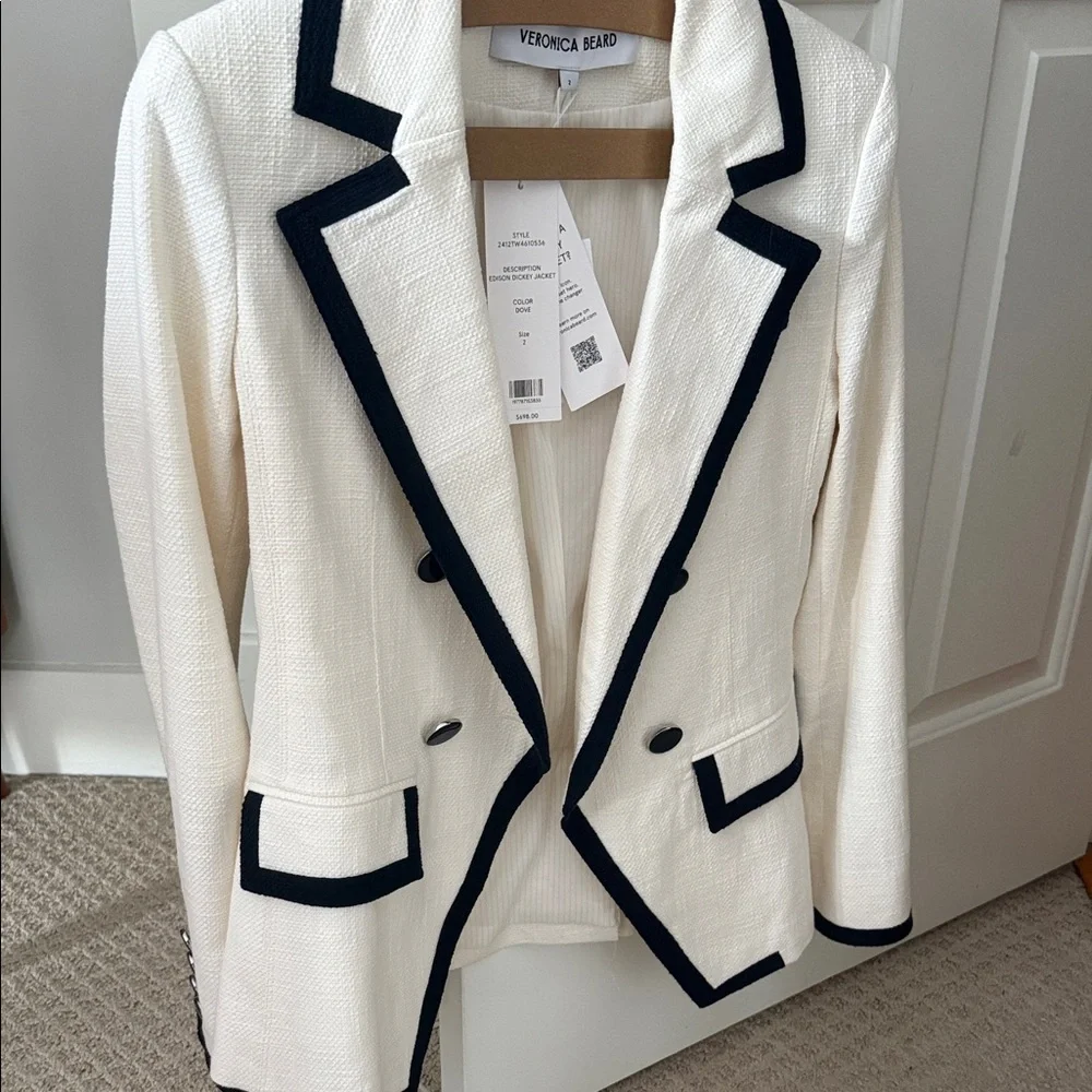 Veronica Beard ivory and navy Women's Blazer - Picture 1 of 5